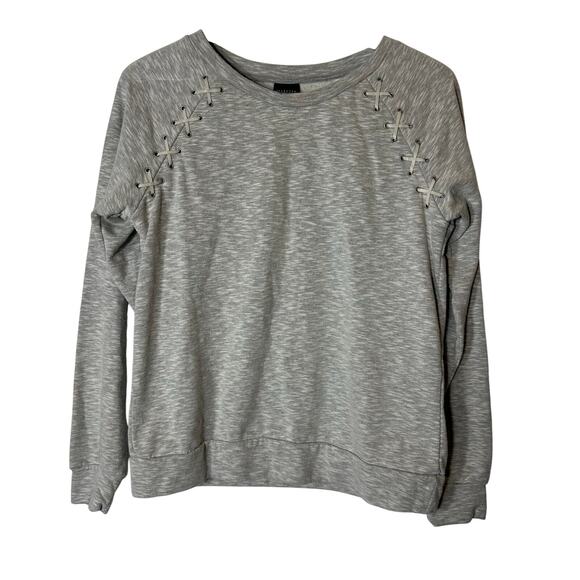 Selected Femme Gray Lace Up Shoulder Detail Sweatshirt - Picture 1 of 7